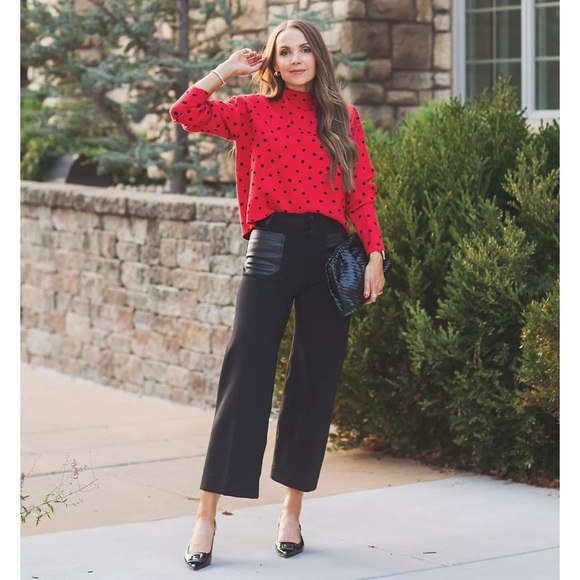 New Anthropologie The Colette Faux Leather Pocket Wide-Leg Pants Maeve Black 31 - Picture 11 of 14